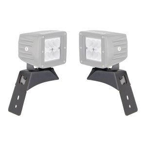 Jeep Gladiator JT Light Mounts - Go Rhino - Hood Latch Pod Mount Kit Single 3x3 Cube - Textured Black - `18-`20